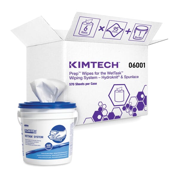 Kimtech* 06001 Cleaning Wiper, 12 x 6 in, 60 Sheets Capacity, Hydroknit*, White, Roll Package, 1 Ply