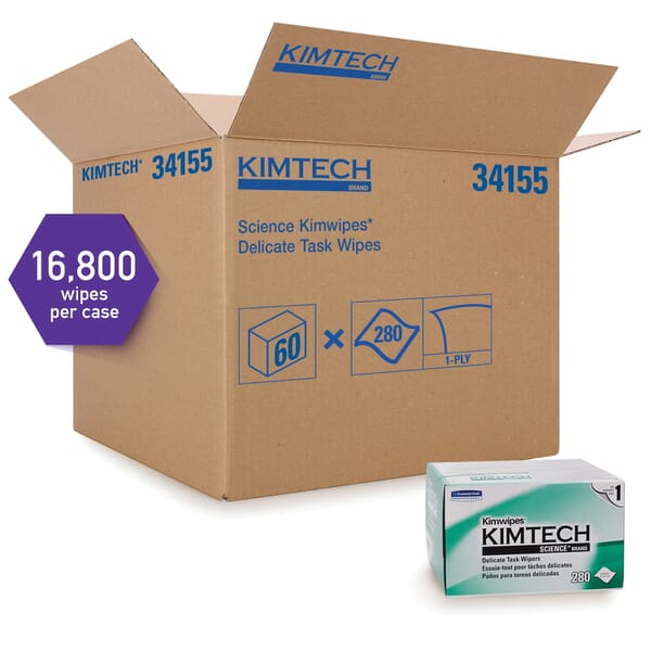 Kimtech* Kimwipes* 34155 Task Wiper, 8.4 in W, 280 Wipes Capacity, Cellulose, White