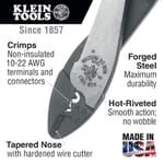 Klein 1006 Crimping/Cutting Tool, 22 to 10 AWG Cable/Wire