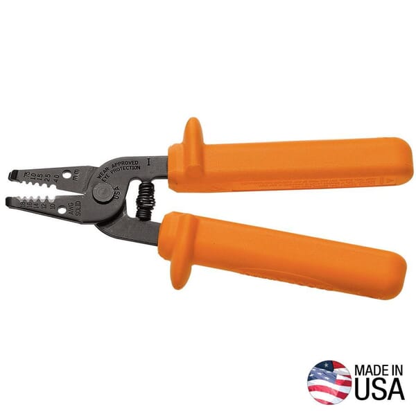 Klein 11045-INS Wire Stripper, 18 to 10 AWG Solid Cable, 7 in OAL, Steel Body
