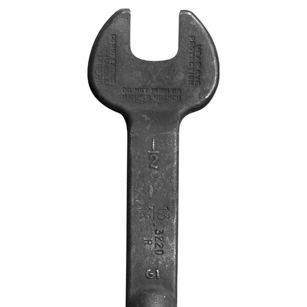 Klein 3220 Erection Open End Wrench, 13/16 in Wrench, 60 deg Offset, 14-3/4 in L, Forged Alloy Steel, Industrial Black