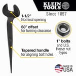 Klein 3224 Erection Wrench, 1-1/2 in Wrench, 60 deg Offset, 18 in L, Forged Alloy Steel, Industrial Black
