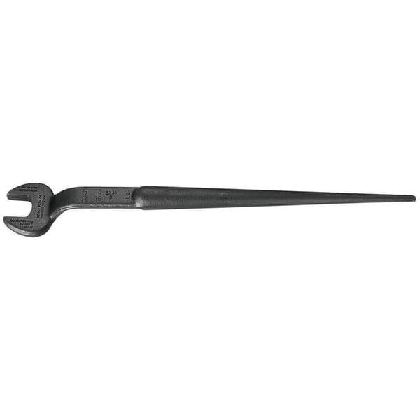 Klein 3231 Erection Open End Wrench, 15/16 in Wrench, 60 deg Offset, 14-3/4 in L, Forged Alloy Steel, Industrial Black