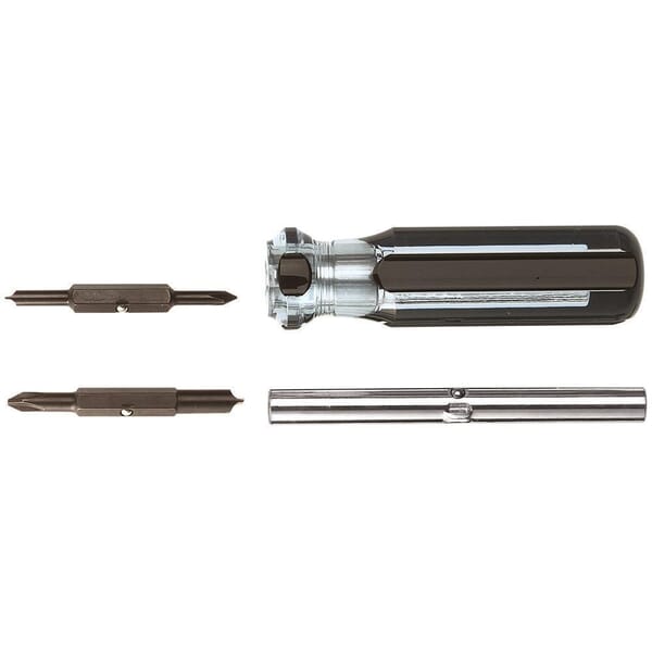 Klein 32460 4-in-1 Quick-Change Multi-Bit Screwdriver Set, 4 Pieces, Steel, Polished Chrome