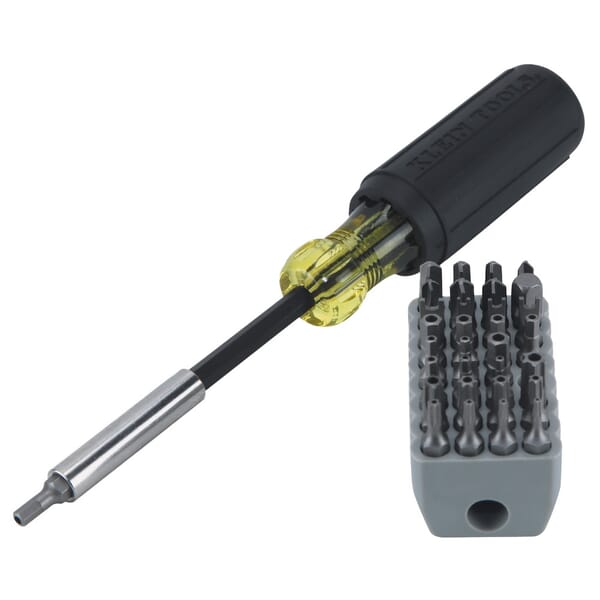 Klein 32510 Magnetic Tamperproof Multi-Bit Screwdriver, 32 Pieces, Cushion Grip Handle, Steel, ASME Specified