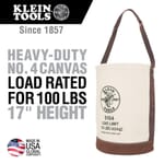 Klein 5104 Heavy Duty Bottom Bucket, 17 in H, 1 Pocket, #4 Canvas, Off-White