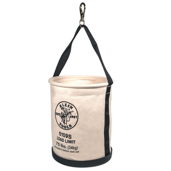 Klein 5109S Wide Opening Straight Wall Bucket, 15 in H, 1 Pocket, #6 Canvas, Off-White