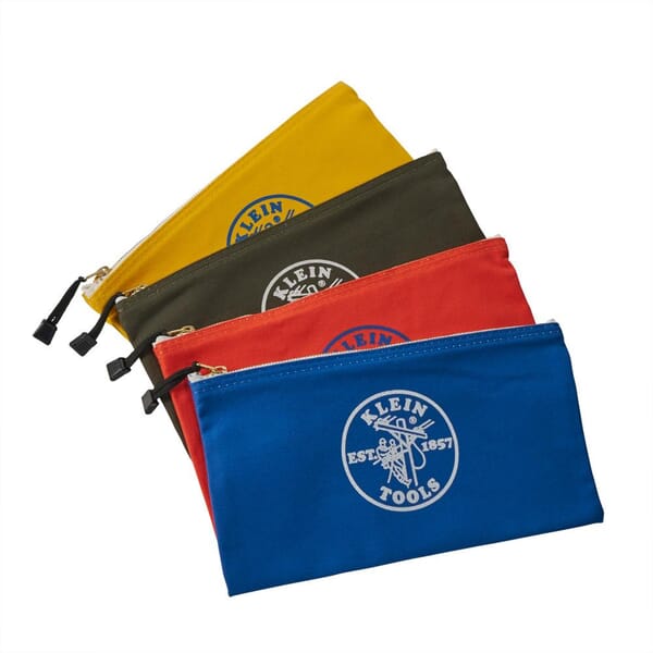 Klein 5140 Assorted Zipper Bag, #10 Canvas, Olive/Orange/Royal Blue/Yellow
