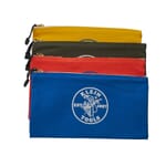 Klein 5140 Assorted Zipper Bag, #10 Canvas, Olive/Orange/Royal Blue/Yellow
