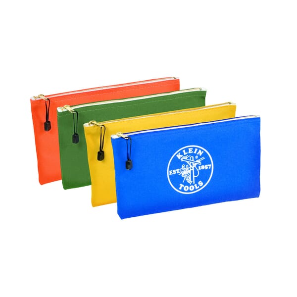 Klein 5140 Assorted Zipper Bag, #10 Canvas, Olive/Orange/Royal Blue/Yellow