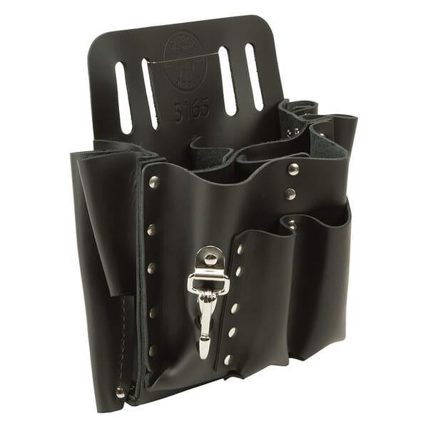 Klein 5165 10-Pocket Tool Pouch, Leather, Black