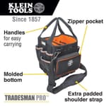 Klein Tradesman Pro 5541610-14 Tote, 1680D Ballistic Weave, Black/Orange