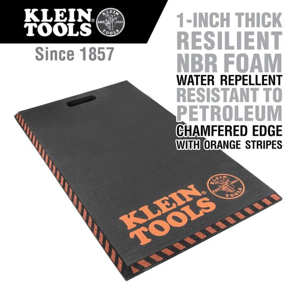 Klein 60136 Large Kneeling Pad, 28 in L x 1 in W x 1 in THK, NBR Foam, Black