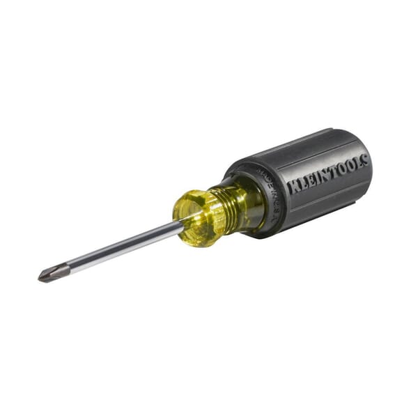 Klein Cushion-Grip 603-3 Screwdriver, #1 Phillips Point, Steel Shank, 6-3/4 in OAL, Rubber Handle, Polished Chrome, ANSI/ASME Specified