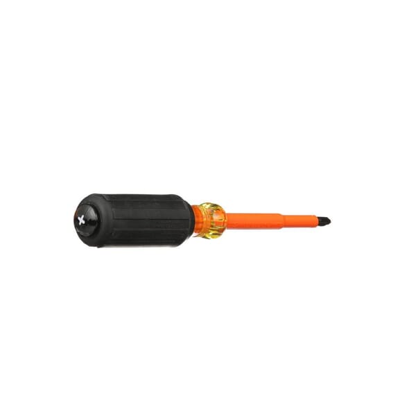 Klein 603-4-INS Screwdriver, #2 Phillips Point, Steel Shank, 8.313 in OAL, Plastic Handle, Black Oxide, ASTM F1505