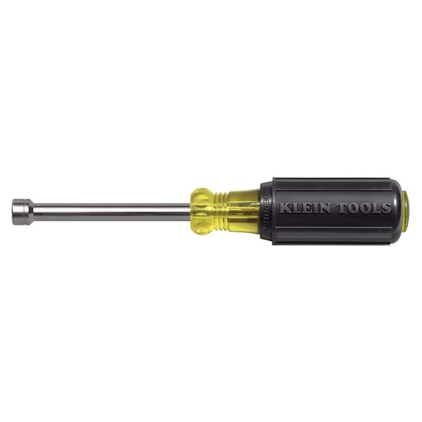 Klein Cushion-Grip 630-7MM Nutdriver, 7 mm, Hollow Shank, Orange Cushion Grip Handle, ANSI/ASME Specified, Polished Chrome