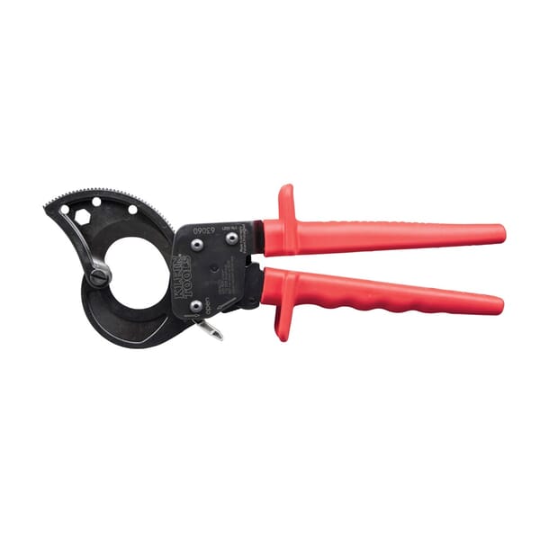 Klein 63060 Ratcheting Cable Cutter, 400 kcmil, 600 kcmil, 1-1/8 in Cable/Wire, 10-1/4 in OAL, Hardened Steel Jaw