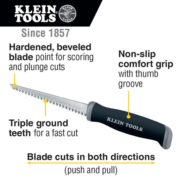 Klein 725 Multi-Use Jab Saw, 6 in L Carbon Steel Blade