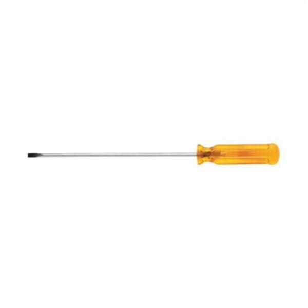 Klein A216-6 Screwdriver, 1/8 in Cabinet Point, Steel Shank, 9 in OAL, Plastic Handle, Polished Chrome/Nickel Plated/Black Tipped, ANSI/ASME Specified