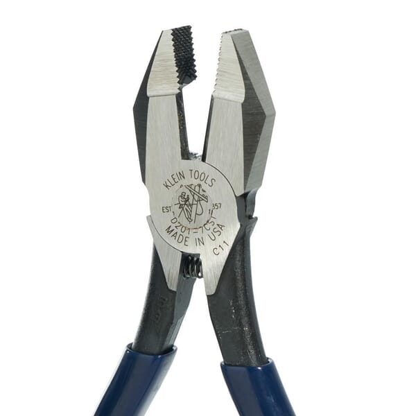 Klein D201-7CST Square Nose Standard Ironworkers Plier With Spring, 1-9/32 in L x 1-5/32 in W x 1/2 in THK Steel Jaw, 9-1/4 in OAL