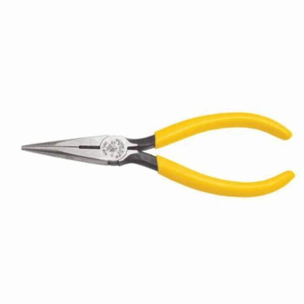 Klein D203-6 Side Cutting Standard Long Nose Plier, Knurled Tool Steel Jaw, 1-7/8 in L x 0.688 in W Jaw, 6-5/8 in OAL