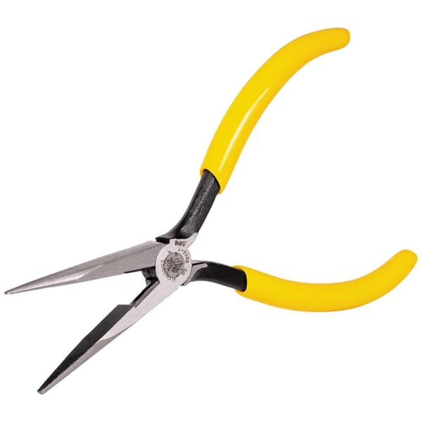 Klein D203-7 Side Cutting Standard Long Nose Plier, Knurled Steel Jaw, 2.438 in L x 0.688 in W Jaw, 7.188 in OAL