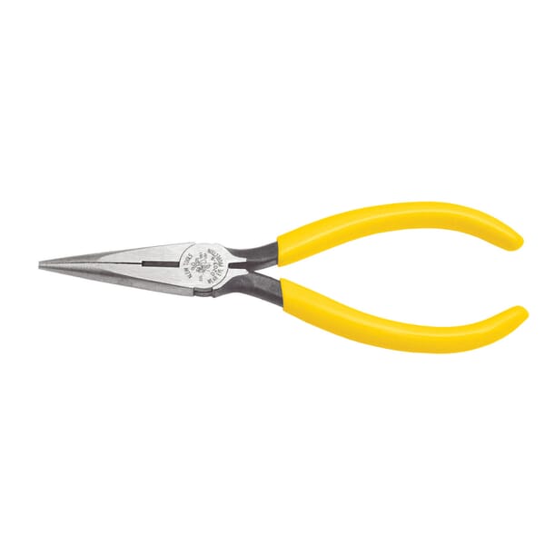 Klein D203-6 Side Cutting Standard Long Nose Plier, Knurled Tool Steel Jaw, 1-7/8 in L x 0.688 in W Jaw, 6-5/8 in OAL