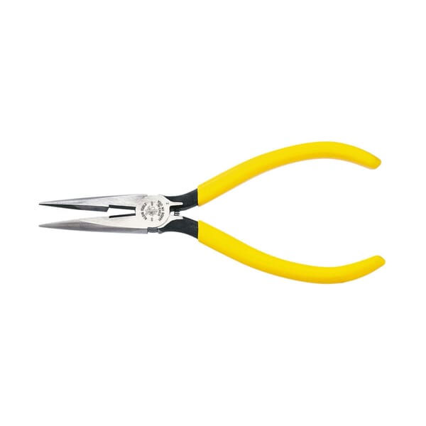 Klein D203-6C Standard Long Nose Plier With Spring, Knurled Tool Steel Jaw, 1-7/8 in L x 0.688 in W Jaw, 6-5/8 in OAL