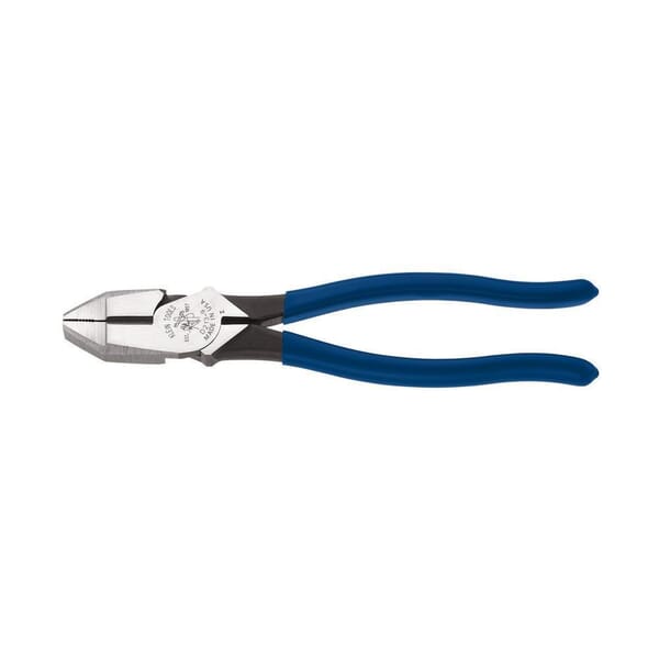 Klein D213-9 Square Nose Linemans Plier, 1-19/32 in L x 1-1/4 in W x 5/8 in THK Jaw Tool Steel Jaw, Crosshatch Knurled Jaw Surface, 9-3/8 in OAL