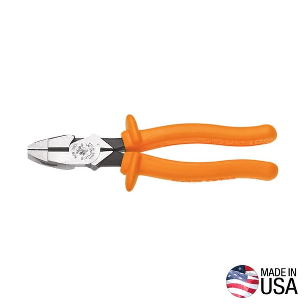 Klein D213-9NE-INS New England Nose Cutting Plier, 1-3/8 in Nominal, 1.594 in L x 1.313 in W x 5/8 in THK Jaw Steel Jaw Knurled Jaw, 9.68 in OAL, ASTM Specified