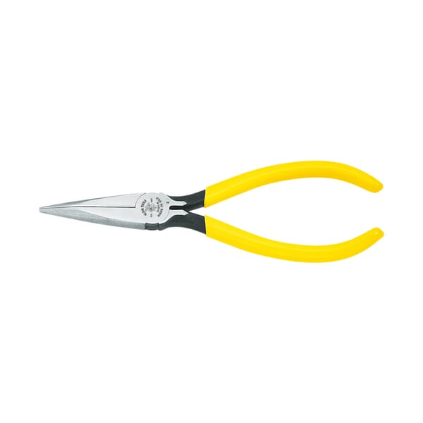 Klein D301-6 Standard Long Nose Plier, Knurled/Serrated Tool Steel Jaw, 1-7/8 in L x 0.688 in W Jaw, 6-5/8 in OAL, 3/32 in W Tip