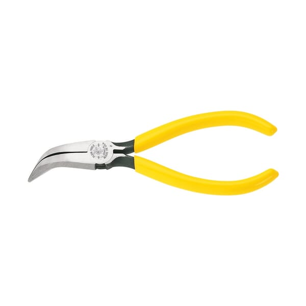 Klein D302-6 Electronic Long Nose Plier, Curved/Knurled, 1-1/2 in L x 0.688 in W Jaw, 6-3/8 in OAL, 3/32 in W Tip