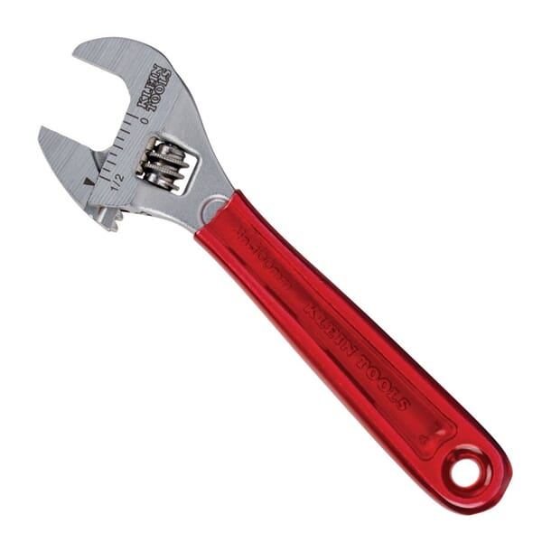 Klein D506-4 Adjustable Wrench, 1/2 in, Polished Chrome, 4-1/2 in OAL, Steel