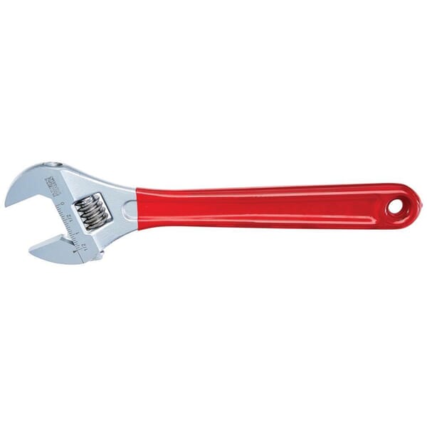 Klein D507-12 Extra Capacity Adjustable Wrench, 1-1/2 in, Polished Chrome, 12.35 in OAL, Steel