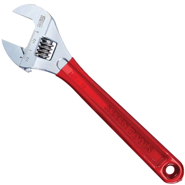 Klein D507-12 Extra Capacity Adjustable Wrench, 1-1/2 in, Polished Chrome, 12.35 in OAL, Steel
