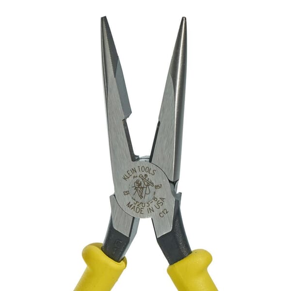 Klein Journeyman J203-8N Heavy Duty Side Cutting Long Nose Plier, Tool Steel Jaw, 2.313 in L x 1 in W Jaw, 8.563 in OAL