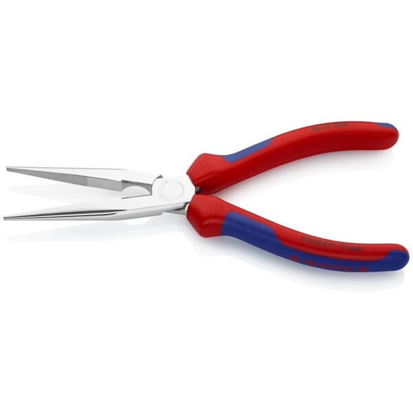 Knipex 26 15 200 Snipe Nose Side Cutting Plier With Cutting Edge, Half Round/Long/Straight Vanadium Electric Steel Jaw, 73 mm L, 200 mm OAL, 3 mm W Tip