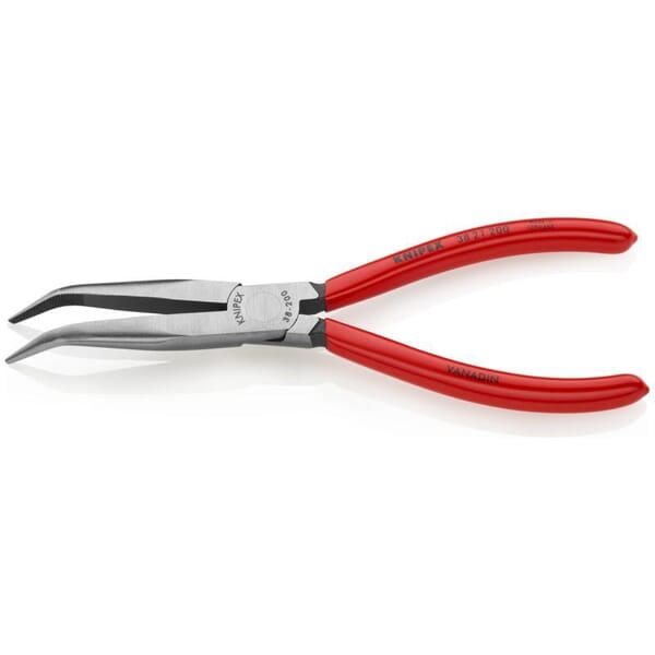 Knipex 38 21 200 Style 2 Mechanics Long Nose Plier, Half-Round Chrome Vanadium Steel Jaw, 2-7/8 in L x 3/8 in W Jaw, 8 in OAL, 3/32 in W Tip