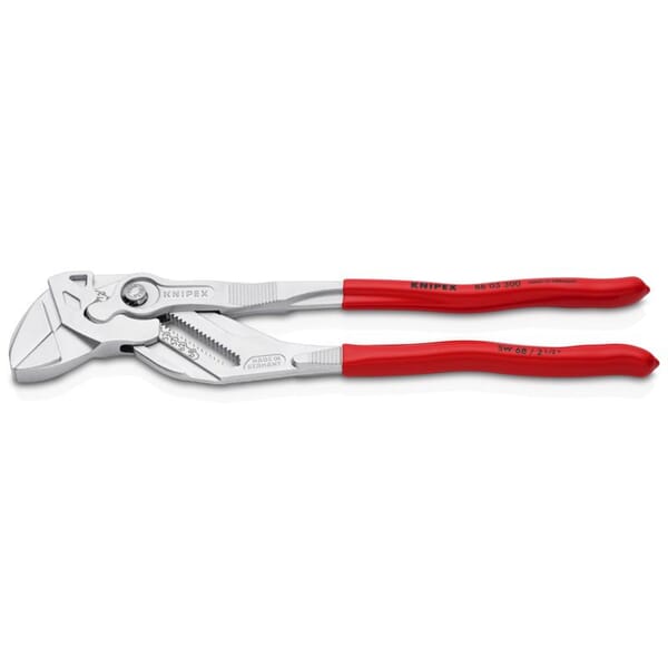 Knipex 86 03 300 Plier Wrench, DIN ISO 5743, 2-3/8 in Hex Nut Nominal, 1-1/4 in L x 1-1/2 in W Parallel/Straight Jaw, Smooth Jaw Surface, 12 in OAL