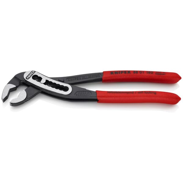 Knipex Alligator 88 01 180 Tongue and Groove Plier, ASME B107.23-2004, 1-1/2 in Nominal, 7/8 in W Chrome Vanadium Steel V-Shape Jaw, 7-1/4 in OAL