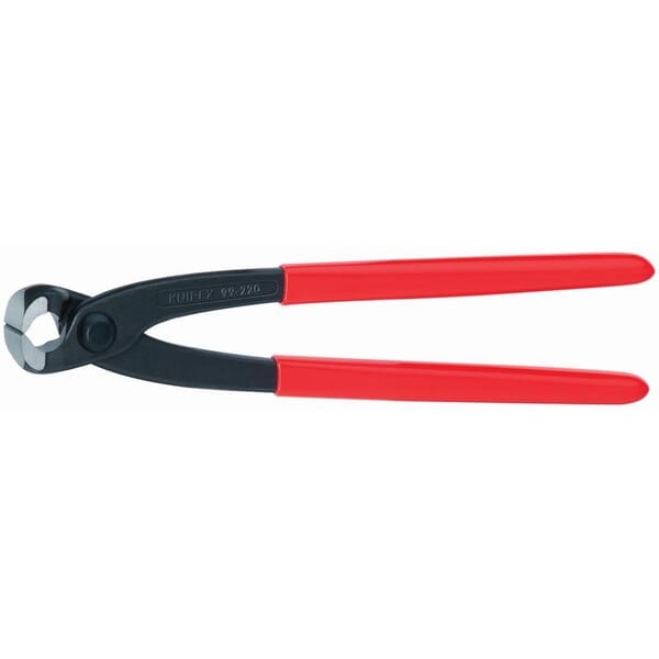 Knipex 99 01 250 Bevel Cut Concreters End Cutting Nipper, 3/32 in Dia Medium Hard, 1/16 in Dia Hard Wires Cutting, 10 in L, Plastic Coated Handle