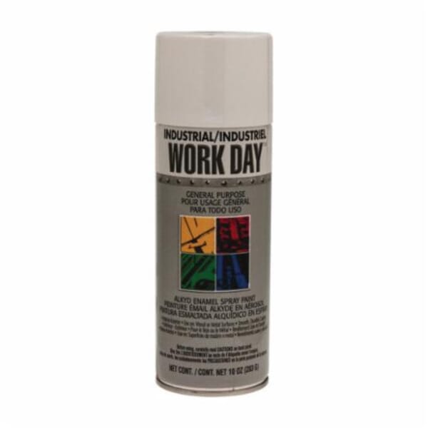 Krylon Work Day A04401000 Enamel Spray Paint, 16 oz Container, Liquid Form, White, 9 to 13 sq-ft Coverage, 12 min Curing