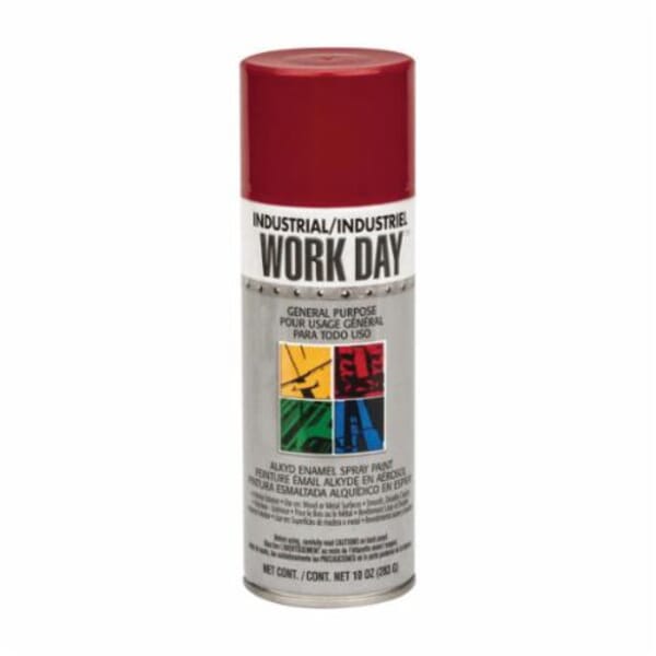 Krylon Work Day A04404000 Enamel Spray Paint, 16 oz Container, Liquid Form, Red, 9 to 13 sq-ft Coverage, 12 min Curing
