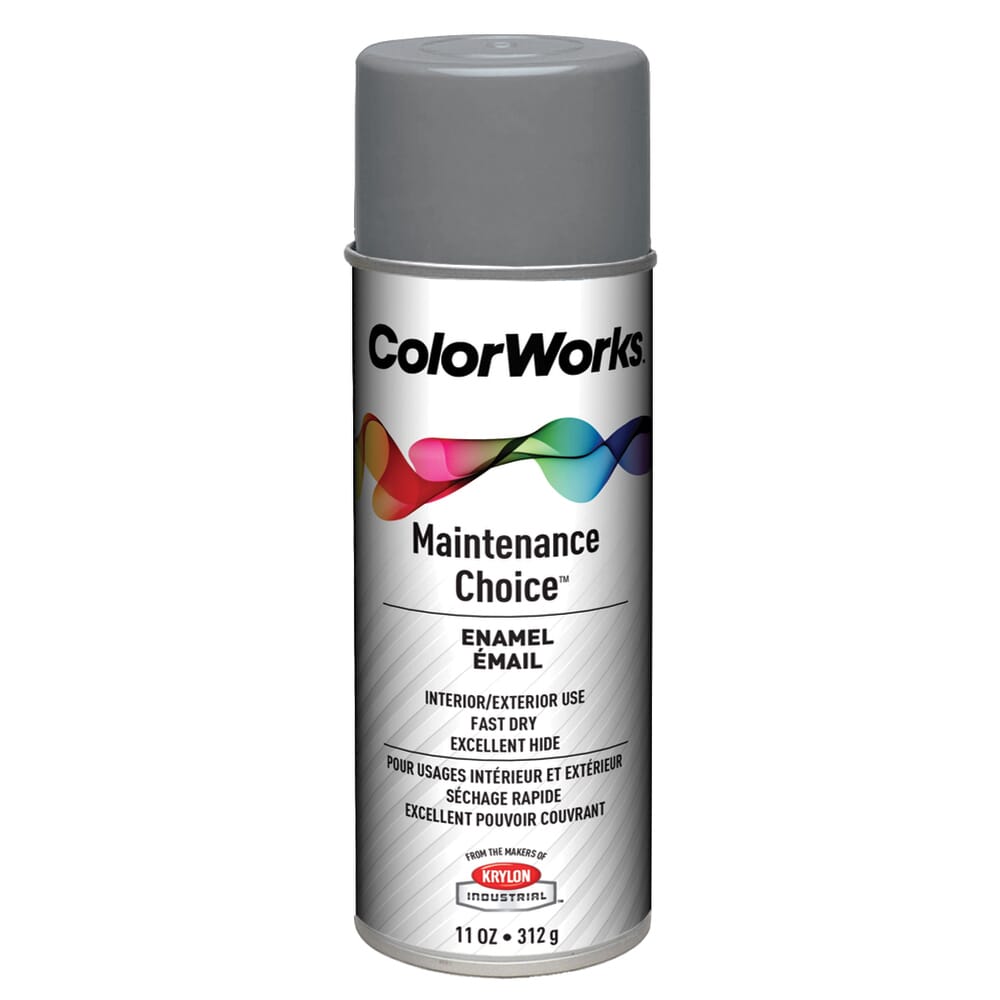 Krylon ColorWorks CWBK00106 Maintenance Choice Alkyd Based Enamel Spray Paint 16 oz Container Liquid Form Industrial Gray 15 to 18 sq ft Coverage