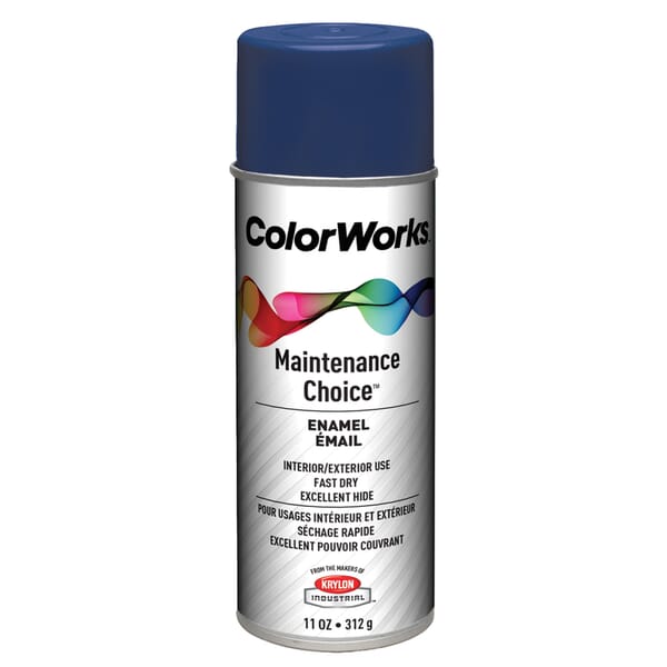 Krylon ColorWorks CWBK00110 Maintenance Choice Alkyd Based Enamel Spray Paint, 16 oz Container, Liquid Form, Navy, 15 to 18 sq-ft Coverage