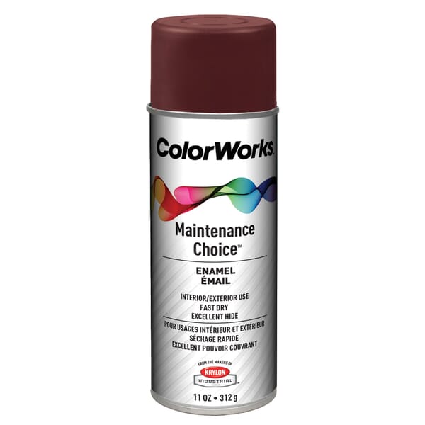 Krylon ColorWorks CWBK00121 Maintenance Choice Alkyd Based Enamel Spray Paint, 16 oz Container, Liquid Form, Walnut Brown, 15 to 18 sq-ft Coverage