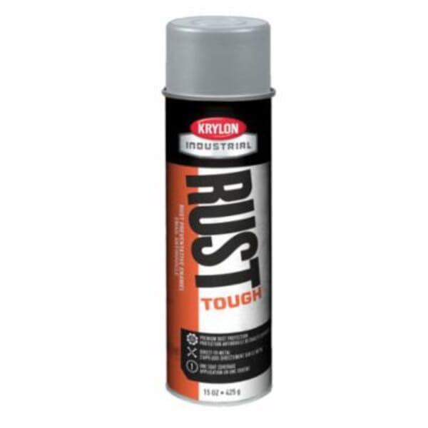 Krylon Rust Tough K00839008 Rust Preventative Acrylic Alkyd Enamel Paint, 15 oz Container, Liquid Form, Light Gray, 30 to 35 sq-ft Coverage