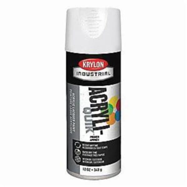 Krylon K01315A00 5-Ball Solvent Base Spray Primer, 16 oz Container, Liquid Form, White, 15 to 20 sq-ft Coverage