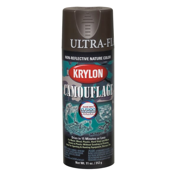 Krylon K04292000 Solvent Based Spray Paint, 16 oz Container, Liquid Form, Camouflage Brown