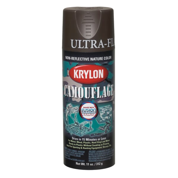 Krylon Camouflage Brown Ultra Flat 11 oz Aerosol Spray Paint Fusion Plastic